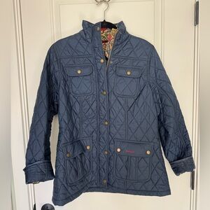 Barbour William Morris Navy Quilted Utility Jacket - 12 / L